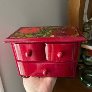Vintage Poland made wooden jewelry box